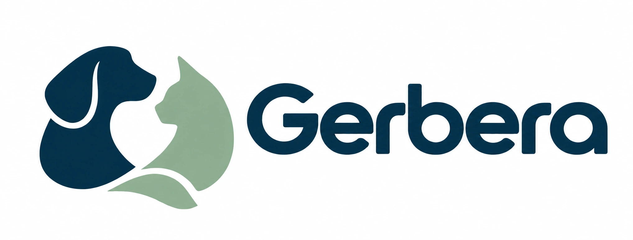 Gerbera — 向かい合うわんちゃんとねこちゃんのロゴ